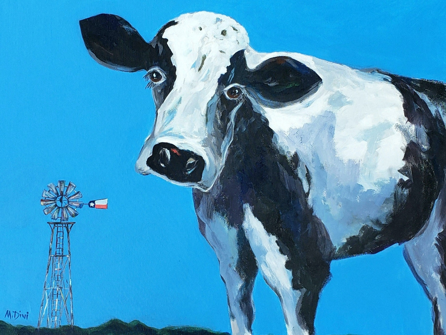 Blue Texas Cow Original by Michelle Dini